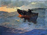 Edward Potthast Canvas Paintings - Struggle for the Catch
